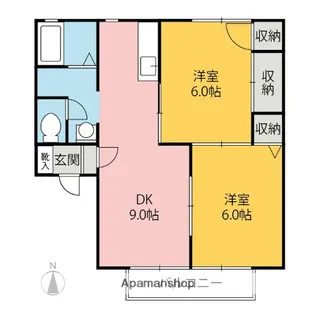 ボヌールA・B(青柳)【2階】の間取り