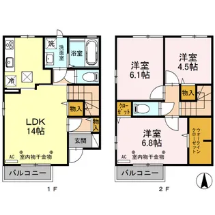 ラシーヌ南町【102号室】の間取り