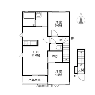 サフェリオスB【2階】の間取り