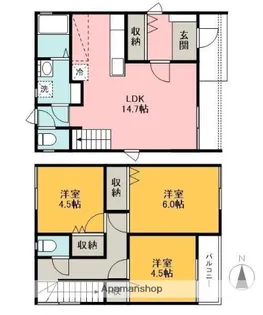 群馬県前橋市若宮町1丁目【一戸建】の間取り