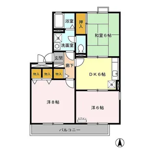ジュネスなかじま D【3階】の間取り