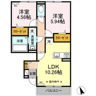 サニーフラット【1階】の間取り