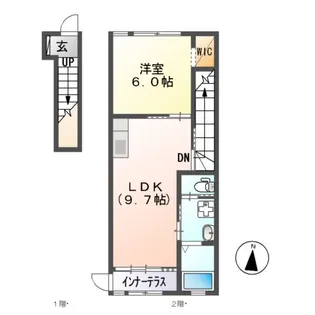 ヴィラ・ソレイユ B【2階】の間取り