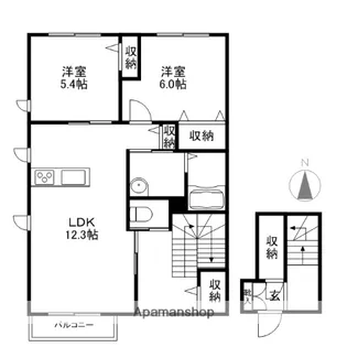 メゾンドヴェルソワ【2階】の間取り