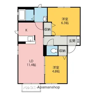 カーサ・エクセル(田部井町)【A202号室】の間取り
