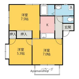 ミチコヒルズA【1階】の間取り