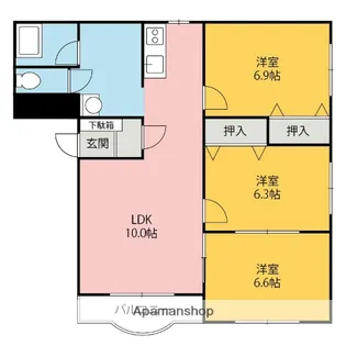パーシモン山王【302号室】の間取り