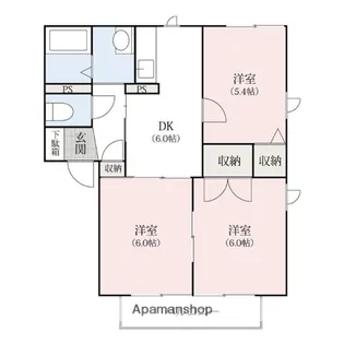 グランシャリオAB【B101号室】の間取り