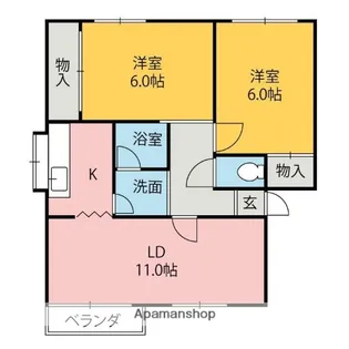 キャッスル中島Ⅱ【102号室】の間取り