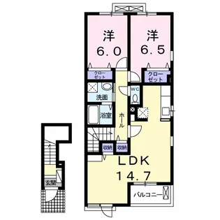 ローリエ伊勢崎亭Ⅱ【2階】の間取り