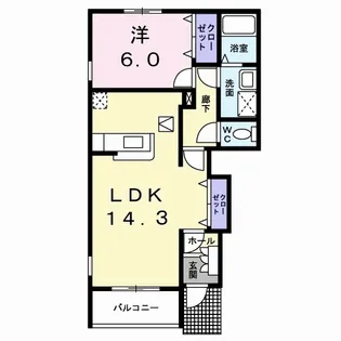 メゾン・ド・アンソレイエ【1階】の間取り