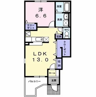 ノートルヴィルB【1階】の間取り