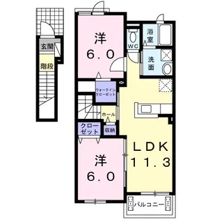 カレント サンA【2階】の間取り