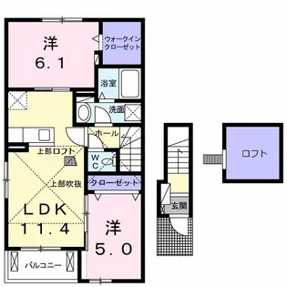 フレンドリームーンB【2階】の間取り