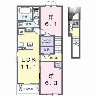 ラ メゾン豊城B【2階】の間取り