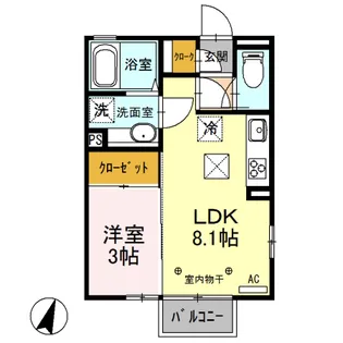 1LDKの間取り画像