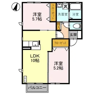 ヴィラ・ブルーノ G【1階】の間取り