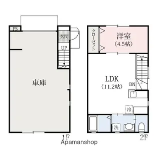 WAREHOUSE五十子【1号室号室】の間取り