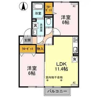 ドルチェ ヴィータ B【2階】の間取り