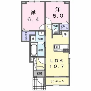 フロレゾン 桜【1階】の間取り
