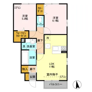 サンライトレジデンス II B【1階】の間取り