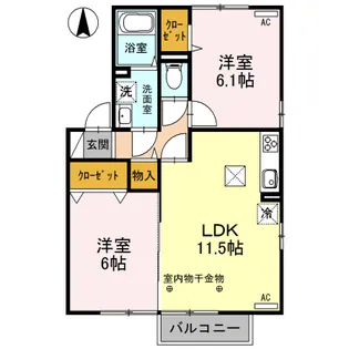 ドルチェ ヴィータ C【1階】の間取り