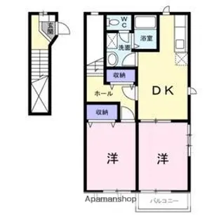 カーサカネジョウB【1階】の間取り