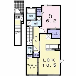 フォックス ゲート M【2階】の間取り