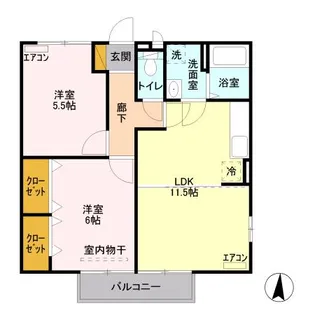 西中居ハイツ B【2階】の間取り