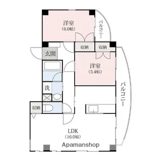 2LDKの間取り画像