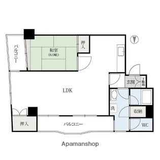 フラワーマンション【6階】の間取り
