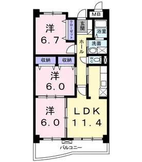 グランドレジデンス【3階】の間取り