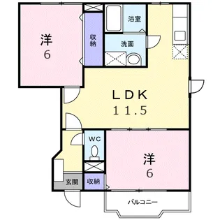 ジョイフルハイムA【1階】の間取り