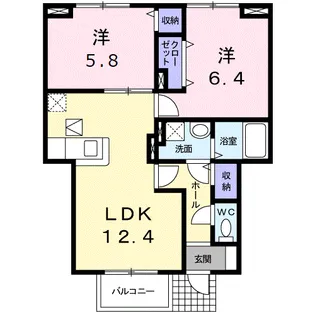 ヴィラフルールA【1階】の間取り