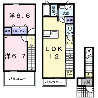 ヴィラフルールA【2階】の間取り