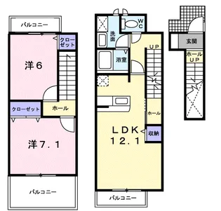 プロスベールB【2階】の間取り