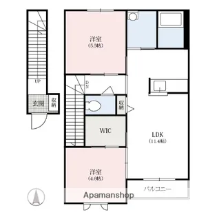 群馬県高崎市東貝沢町2丁目【アパート】の間取り