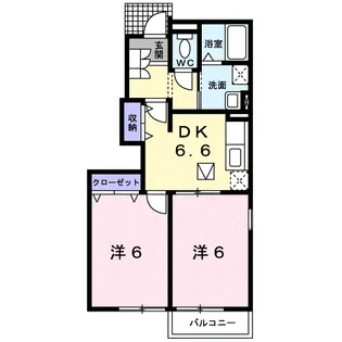 ハッピーワンB【1階】の間取り