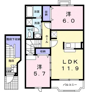 サニースクエアB【2階】の間取り