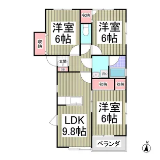 福島ハイツBー2【2階】の間取り