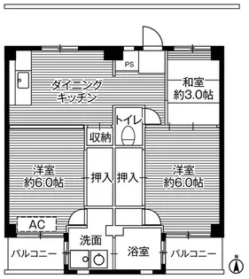 ビレッジハウス寺尾1号棟【0204号室】の間取り