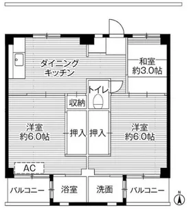 ビレッジハウス寺尾2号棟【0304号室】の間取り