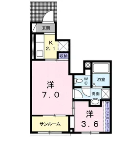 グランドール【102号室】の間取り