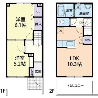 HILLS B【103号室】の間取り