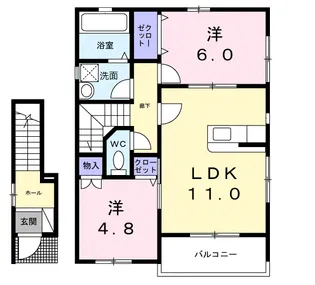 サンハイムトリバC【2階】の間取り