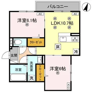 コンフォート若松【1階】の間取り