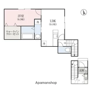群馬県高崎市倉賀野町【アパート】の間取り