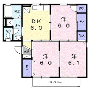 サンワハイツB【1階】の間取り