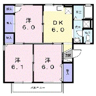 サンワハイツB【1階】の間取り