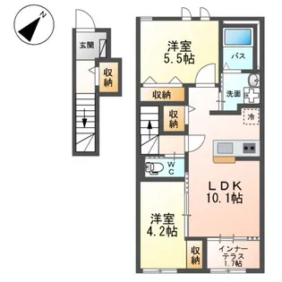 ローズテラスⅡ【2階】の間取り